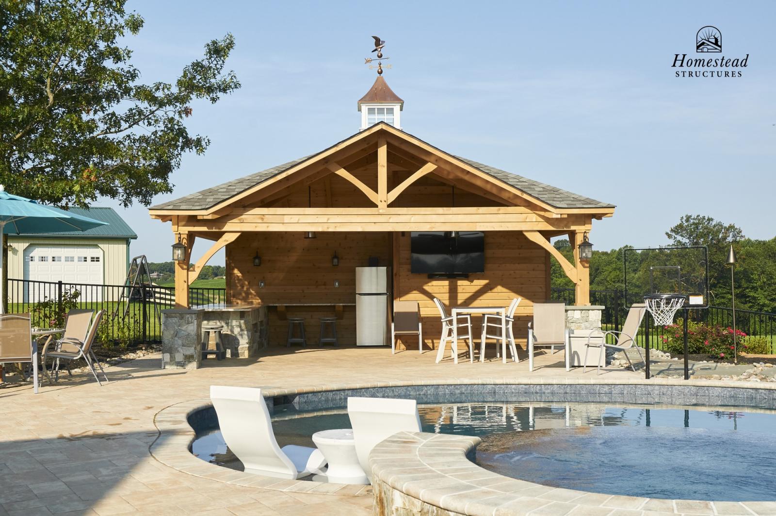 Troppman Timber Frame Pool House Woodbine, MD Homestead Structures